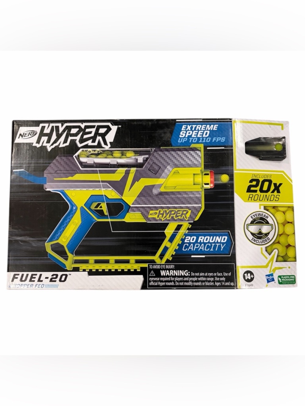 Nerf Hyper Neon Green and Blue Rapid-Fire Blaster
